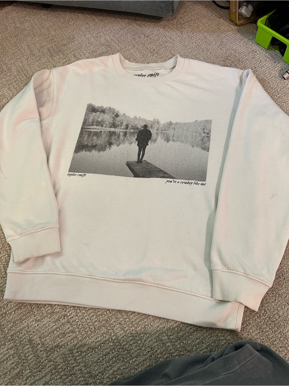 Taylor Swift Cream Crewneck Sweatshirt Evermore You’re a cowboy like me swifty